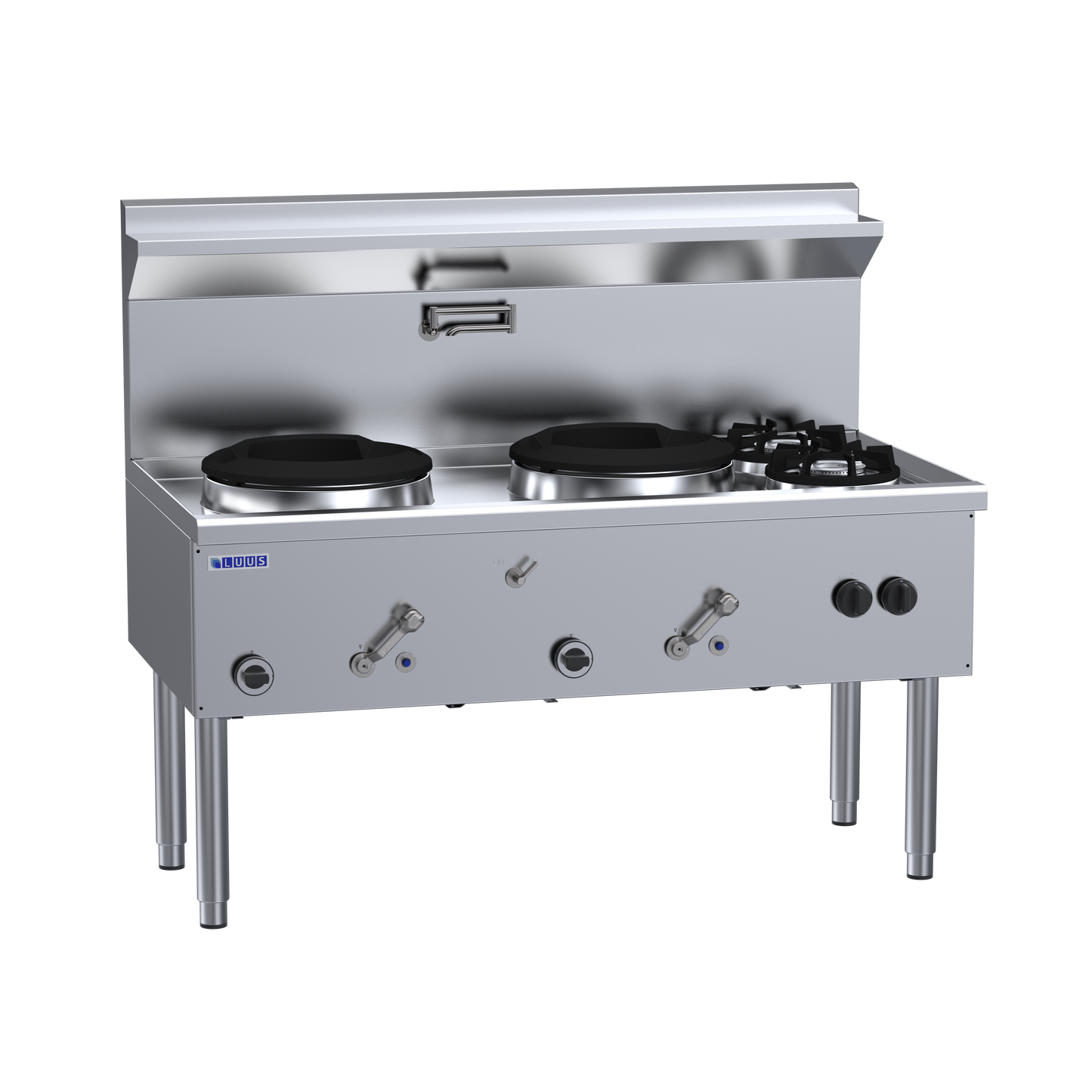 LUUS WZ-2C2B Compact 2 Hole Waterless Wok & 2 Side Burners