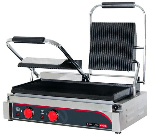 Anvil TSS3000 Panini Press Double Ribbed Top Flat Bottom