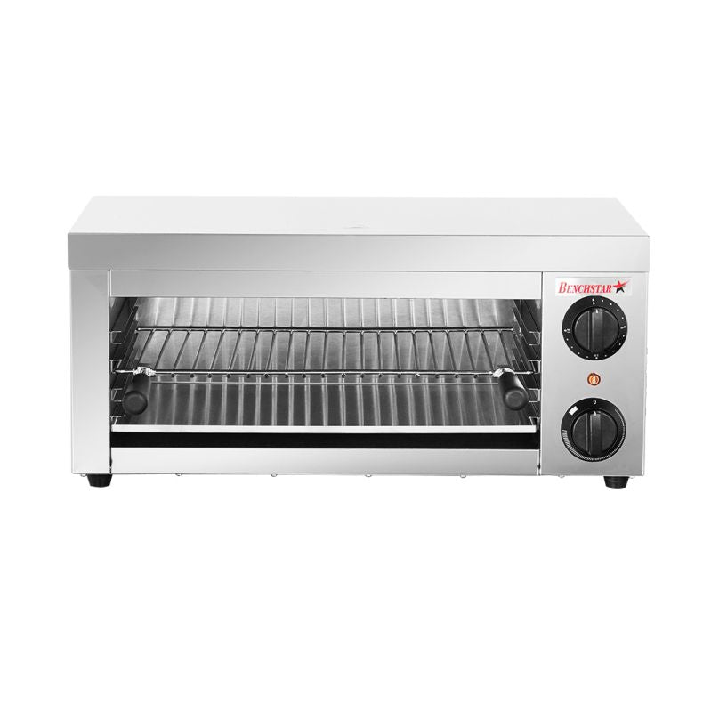 Commercial toaster oven with visible brand logo on a white background