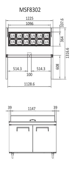 Atosa 2 Door Sandwich Prep Table Fridge 1225mm MSF8302