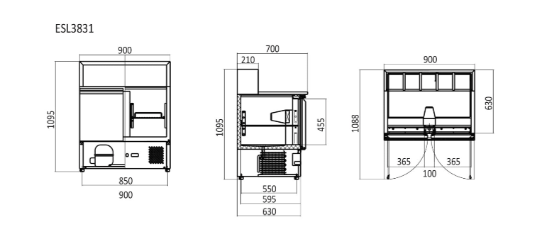 Atosa 2 Doors Pizzatable Marble Top Saladette Fridge 900mm ESL3831