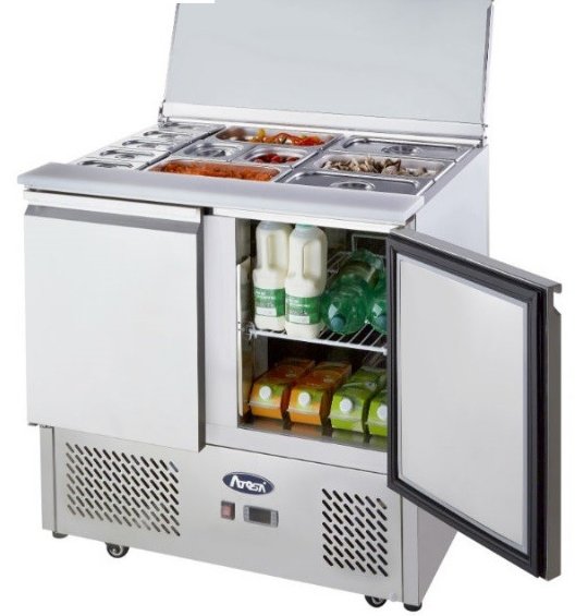 Atosa 2 Doors Sliding Lid Saladette Fridge Size 900mm ESL3800