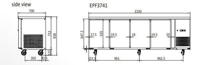 Atosa Glass Four Door Workbench Fridge 2230mm EPF3741