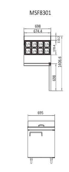 Atosa 1 Door Sandwich Prep Table Fridge 698mm MSF8301