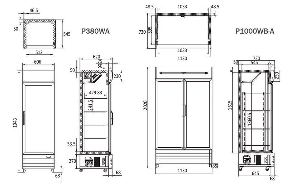 Atosa Single Glass Door 380L Fridge P380WA