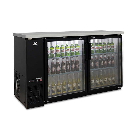 Two Door Commercial Glass Door Bar Fridge with Stainless Steel Counter | B215G