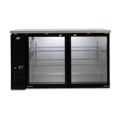 Two Door Commercial Glass Door Bar Fridge with Stainless Steel Counter | B215G