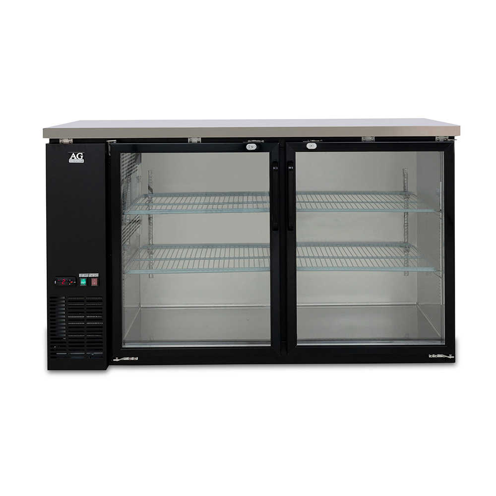 Two Door Commercial Glass Door Bar Fridge with Stainless Steel Counter | B215G