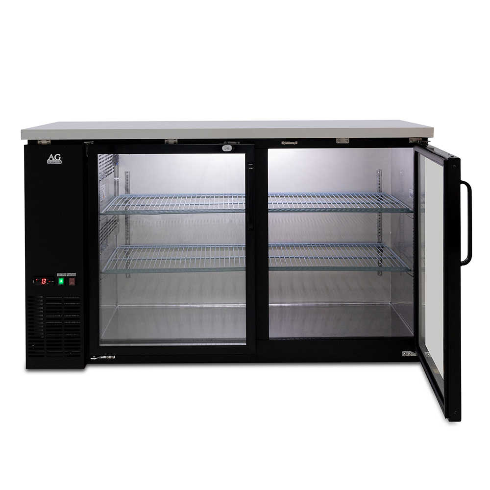 Two Door Commercial Glass Door Bar Fridge with Stainless Steel Counter | B215G