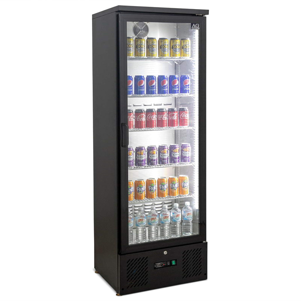 300L Upright Glass Door Display / Backbar Fridge - Black | B300G