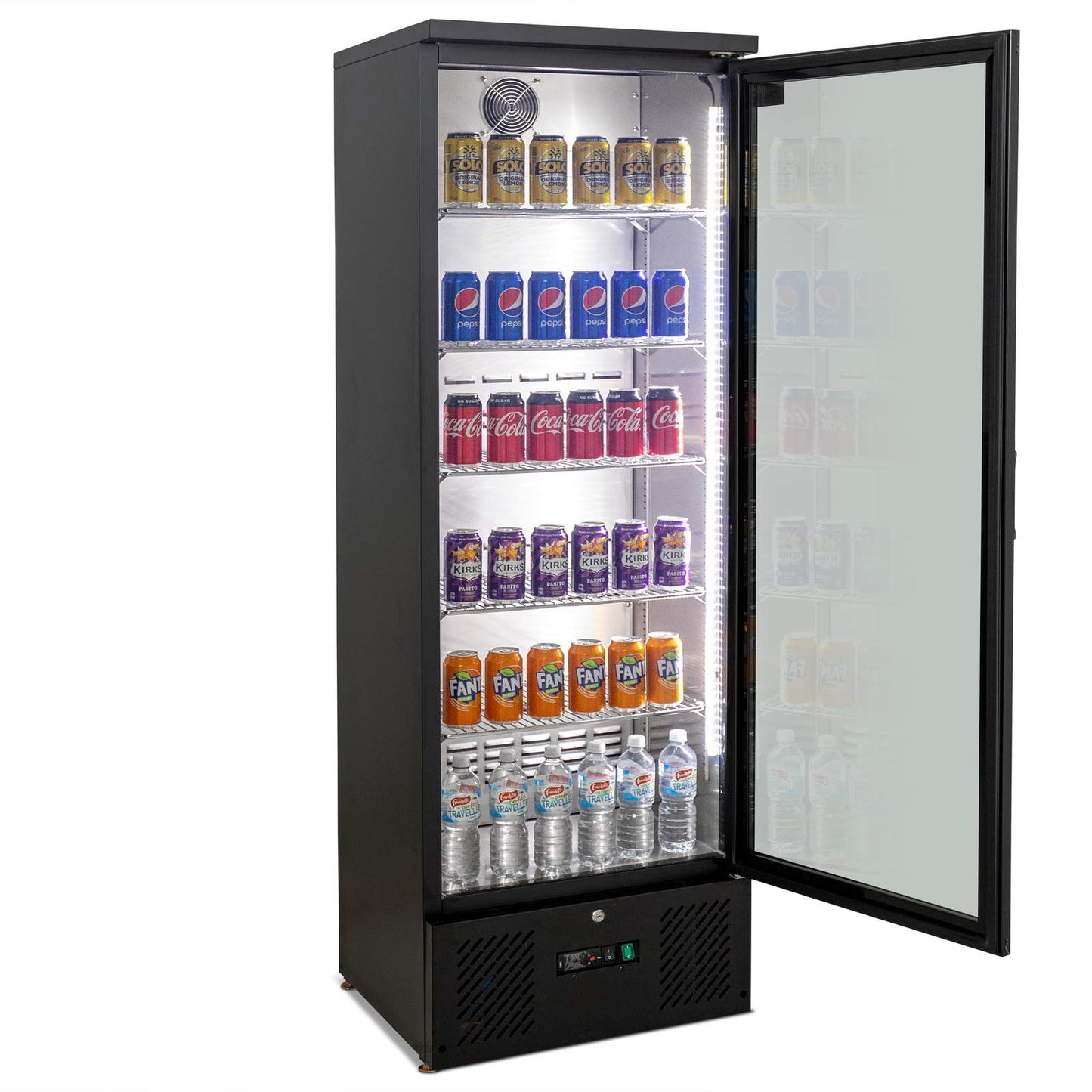 300L Upright Glass Door Display / Backbar Fridge - Black | B300G