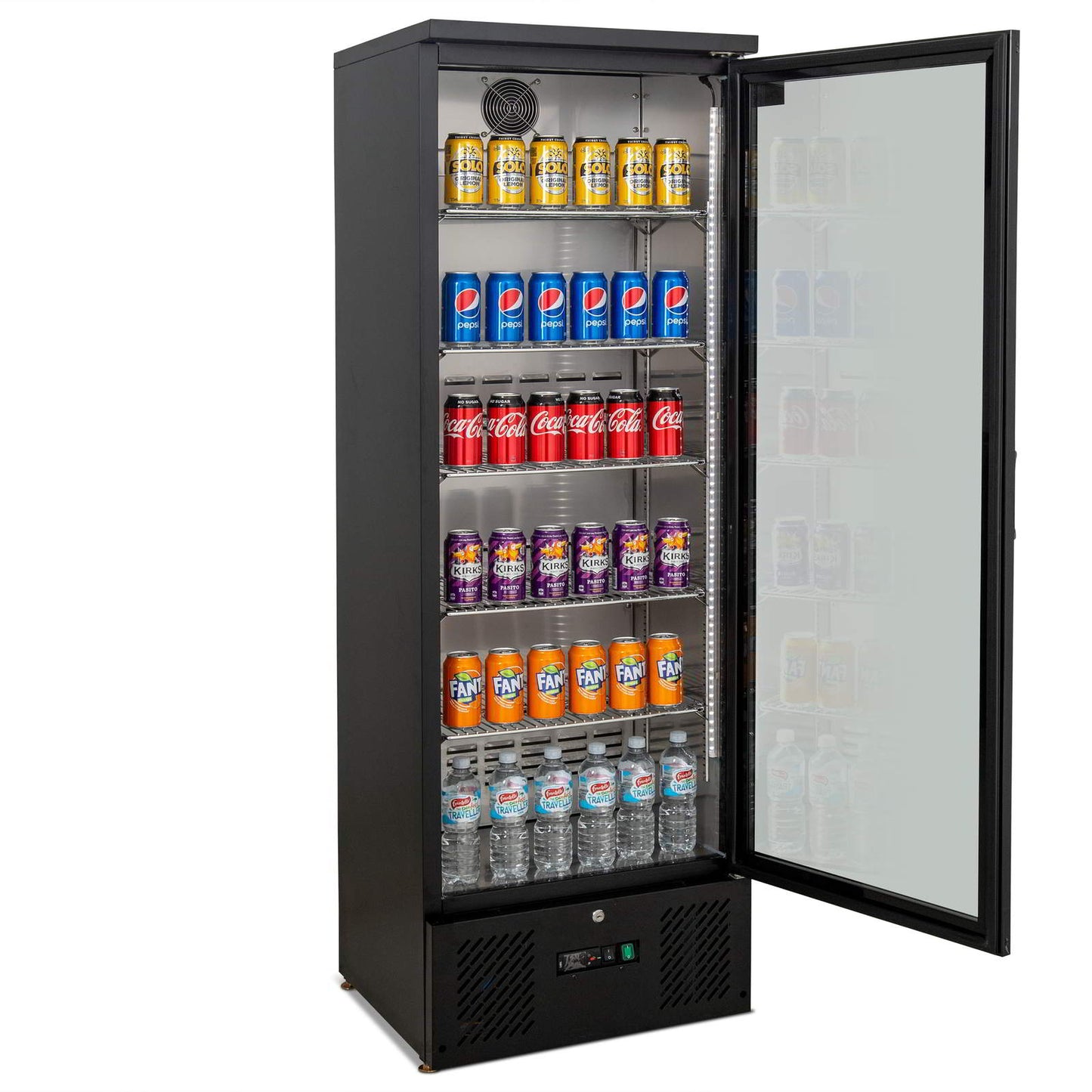 300L Upright Glass Door Display / Backbar Fridge - Black | B300G