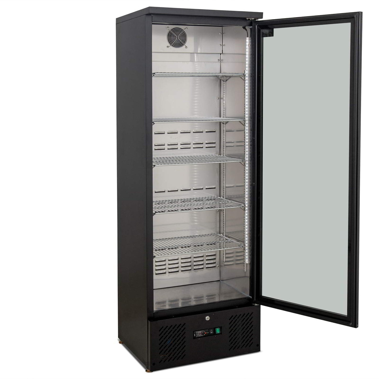 300L Upright Glass Door Display / Backbar Fridge - Black | B300G