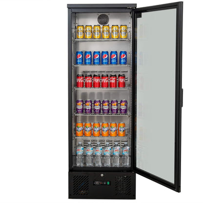 300L Upright Glass Door Display / Backbar Fridge - Black | B300G