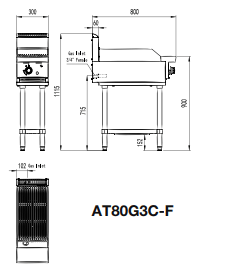 Cookrite 300mm Radiant Char Grill LPG AT80G3C-F-LPG