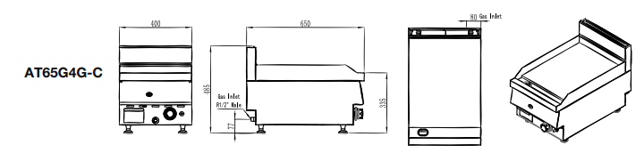 Cookrite 400mm Countertop Gas Griddle LPG AT65G4G-C-LPG