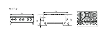 Cookrite Countertop  LPG 6 Burner Cooktop ATHP-36-6-LPG