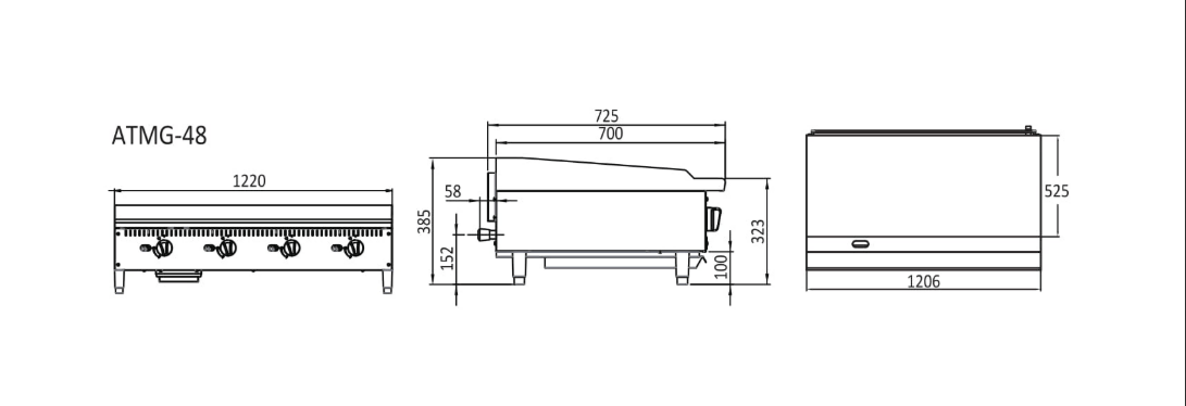 Cookrite 1220mm Countertop Gas Griddle ATMG-48-NG