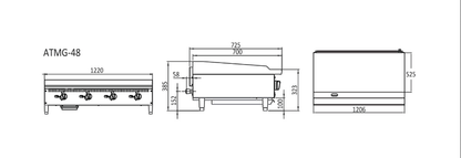 Cookrite 1220mm Countertop Gas Griddle ATMG-48-LPG