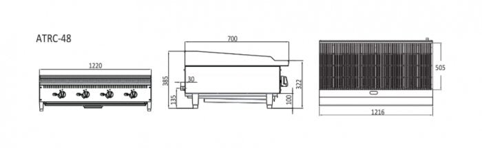 Cookrite 1220mm Countertop Gas Char Grill ATRC-48-NG