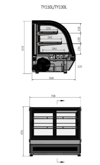 Atosa Countertop Round Display Fridge 900mm TY130L