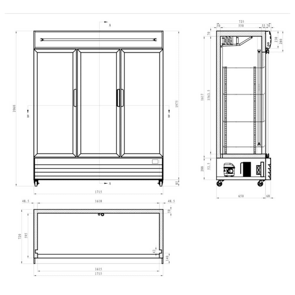 1500L Triple Glass Door Upright Display Fridge CU1500TNG