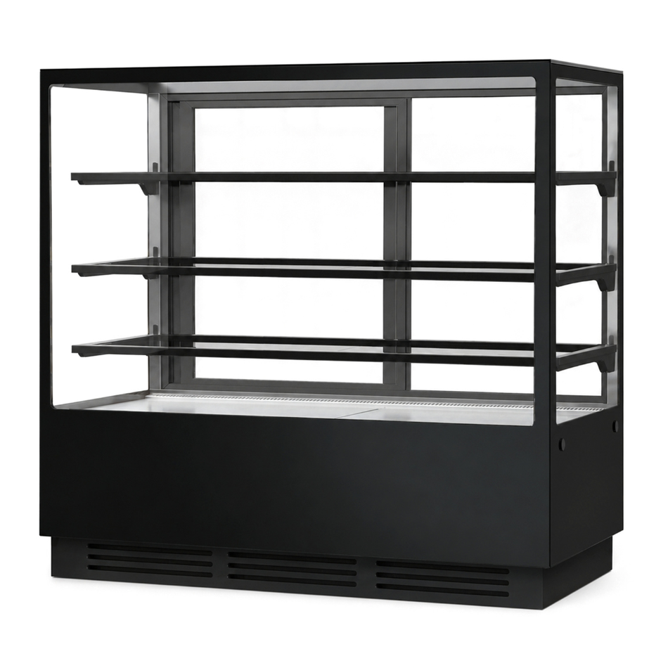 BONVUE Noir Prime 1500mm 3 Shelves Square Cake Display Fridge CVS150-3B