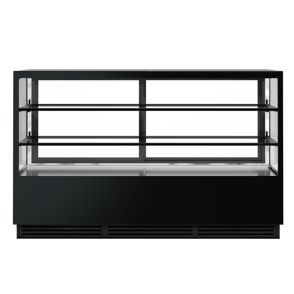 BONVUE Noir Tot 1800mm 2 Shelves Square Cake Display Fridge CVS180-2B