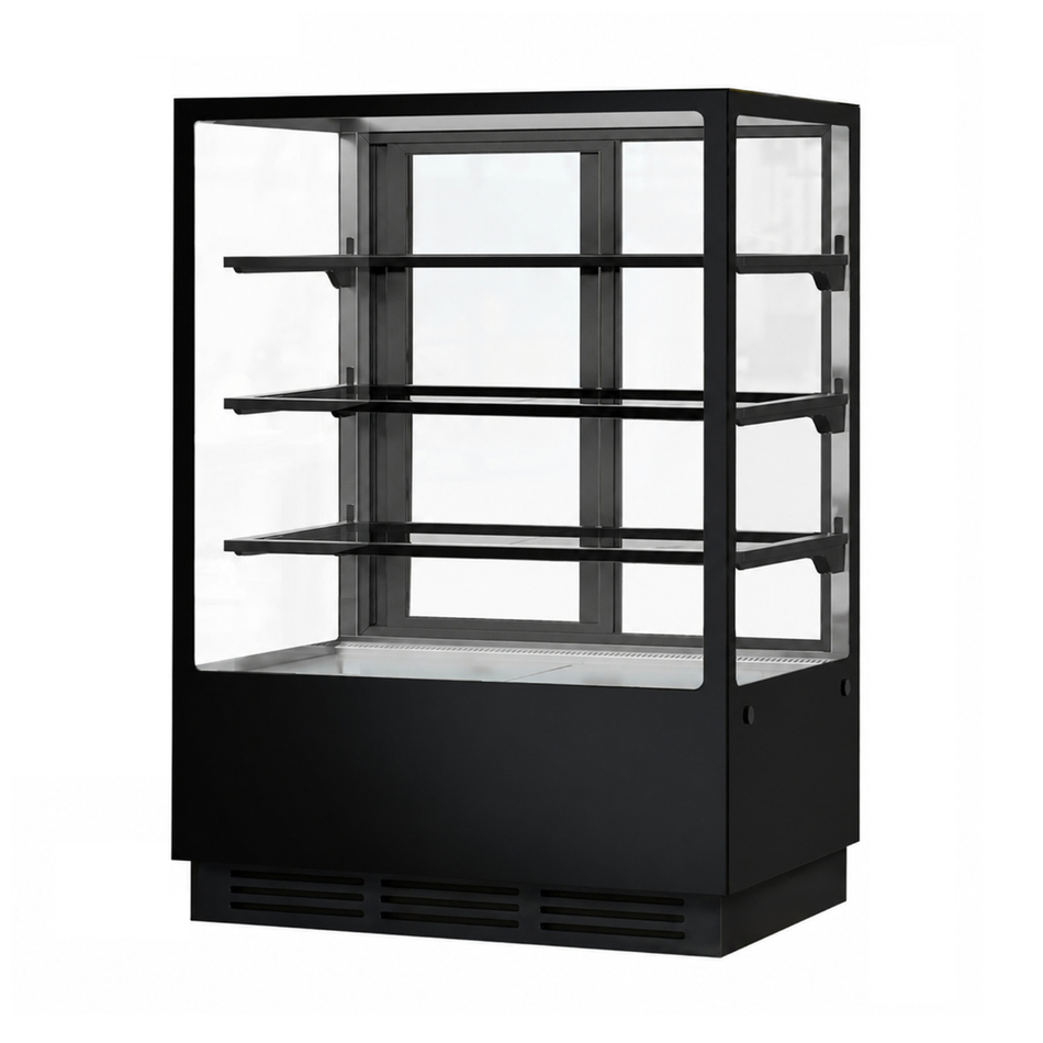BONVUE Noir Prime 900mm 3 Shelves Square Cake Display Fridge CVS90-3B