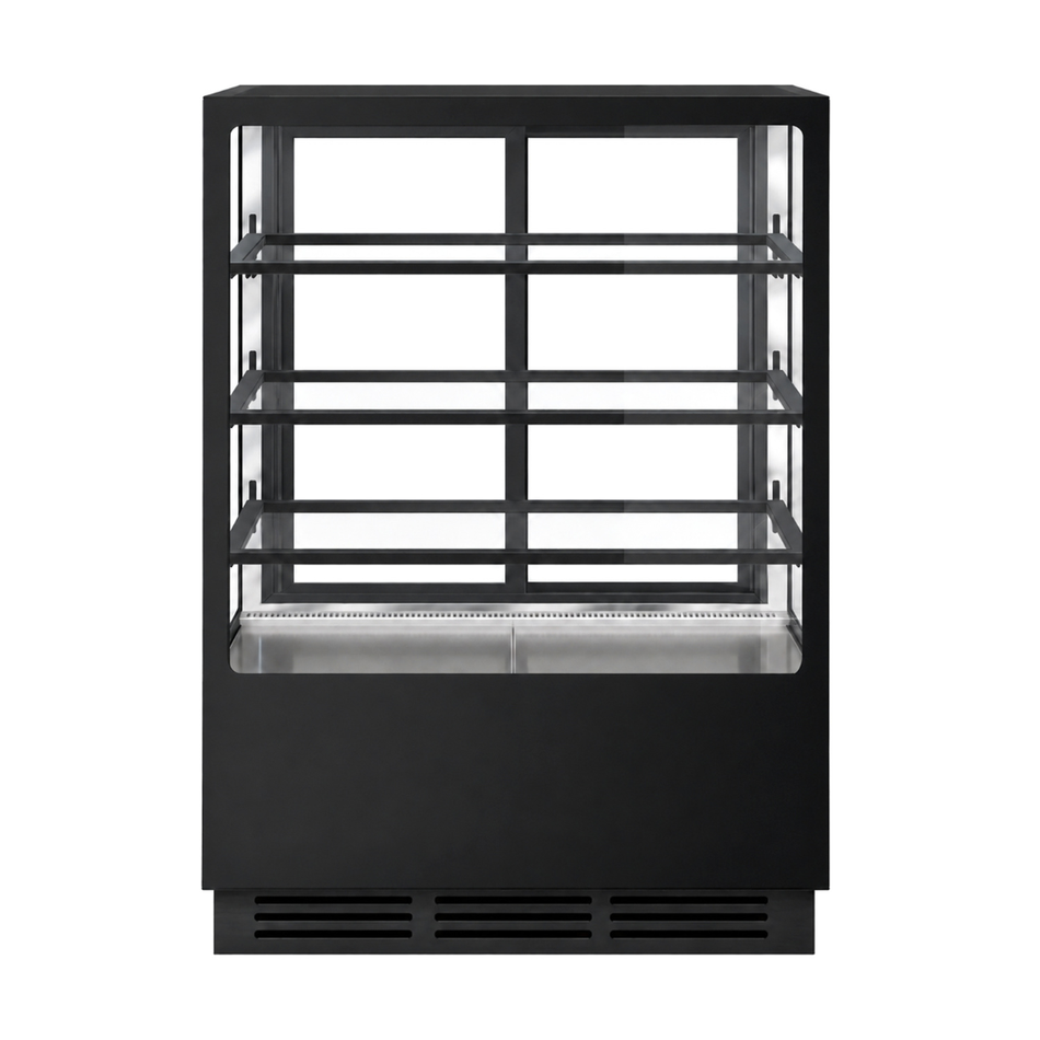 BONVUE Noir Prime 900mm 3 Shelves Square Cake Display Fridge CVS90-3B