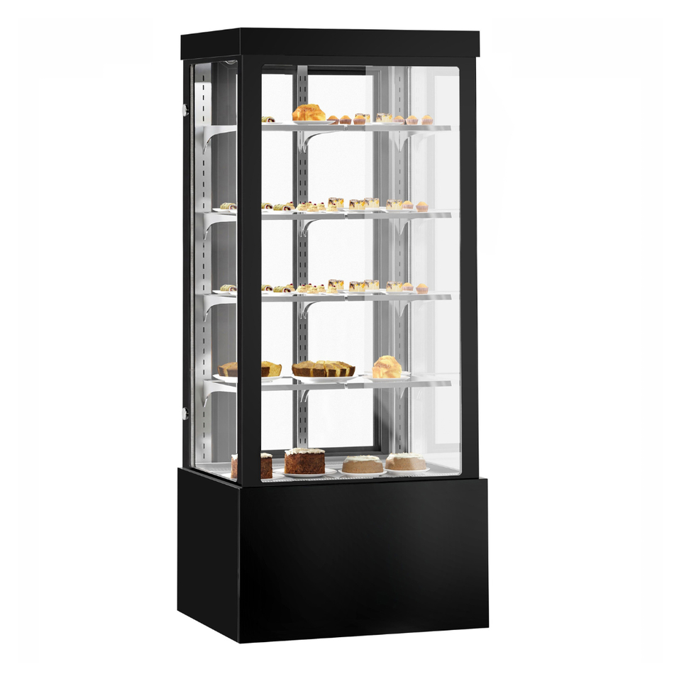 BONVUE CVS90-4B Noir Grand 900mm 4 Shelves Square Cake Display Fridge