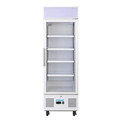 Polar G-Series Upright Display Fridge White 218Ltr DM075-A