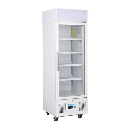 Polar G-Series Upright Display Fridge White 218Ltr DM075-A