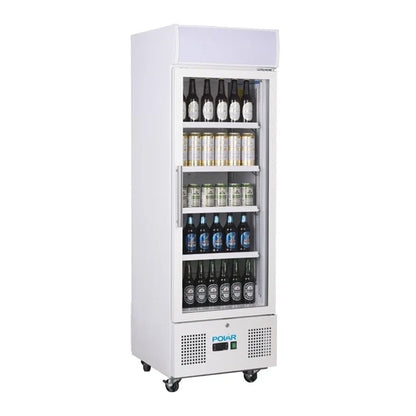 Polar G-Series Upright Display Fridge White 218Ltr DM075-A