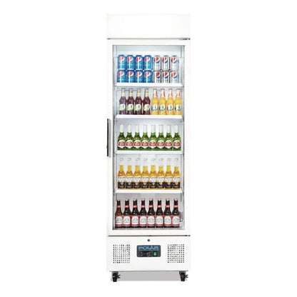 Polar G-Series Upright Display Fridge White 350Ltr DM076-A