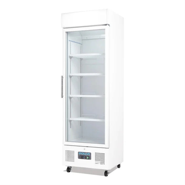 Polar G-Series Upright Display Fridge White 350Ltr DM076-A