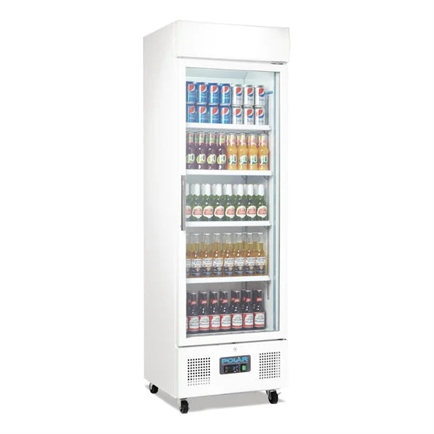 Polar G-Series Upright Display Fridge White 350Ltr DM076-A