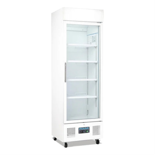 Polar G-Series Upright Display Fridge White 350Ltr DM076-A