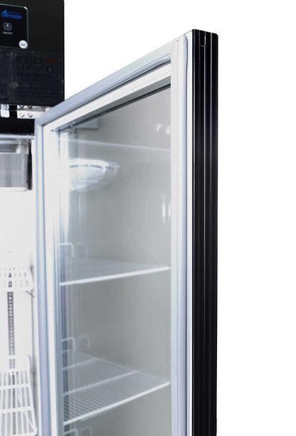 Single glass door upright freezer black stainless steel - SUFG500B