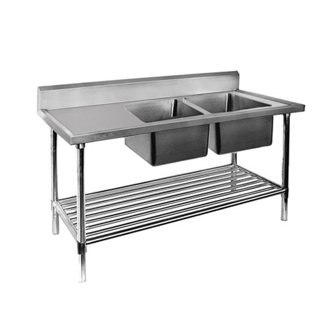 Double Right Sink Bench with Pot Undershelf DSB7-2400R/A