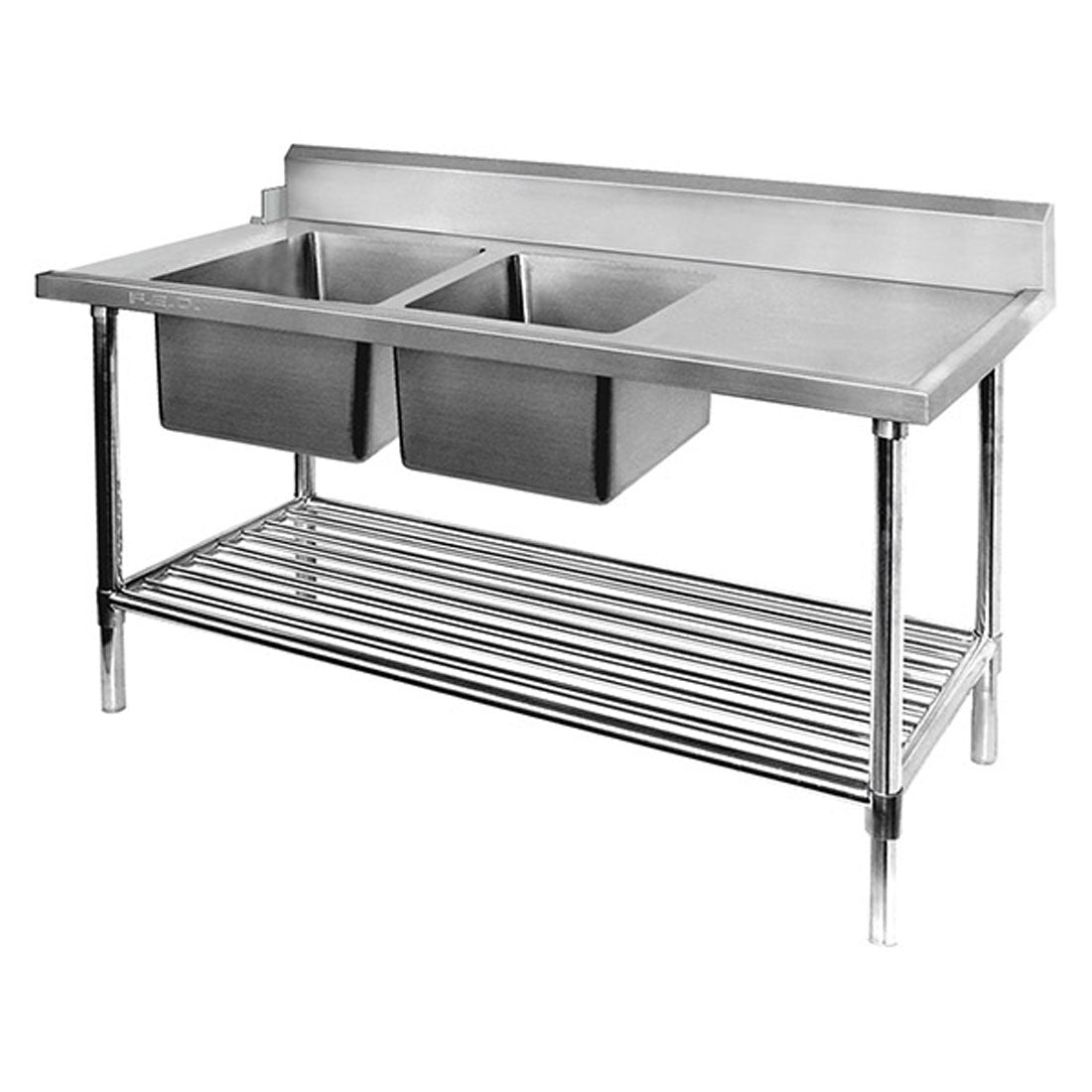 DSBD7-2400L/A Left Inlet Double Sink Dishwasher Bench