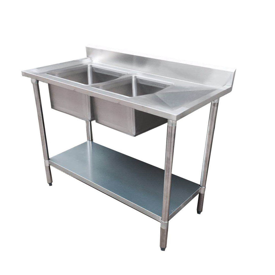 Left Double Sink Bench 1800x700x900 with two 600x400x250 sinks 1800-7-DSBL