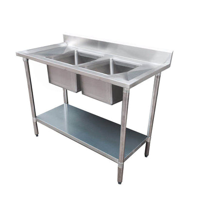 Centre Double Sink Bench 1200x600x900 with two 400x400x250 sinks  1200-6-DSBC