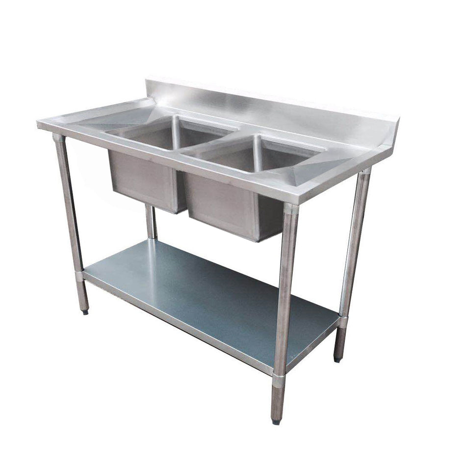 Right Double Sink Bench 1500x600x900 with 400 and 500x400x250 sinks 1500-6-DSBR