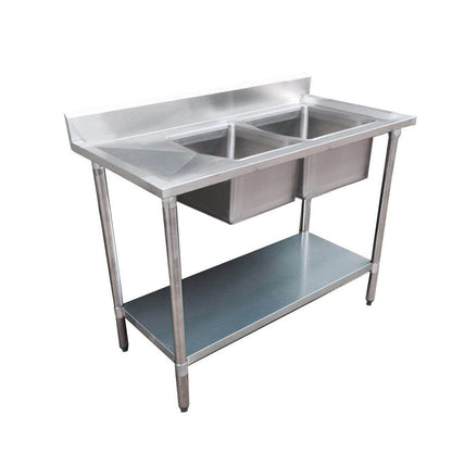 Centre Double Sink Bench 2400x700x900 with two 610x400x250 sinks 2400-7-DSBC