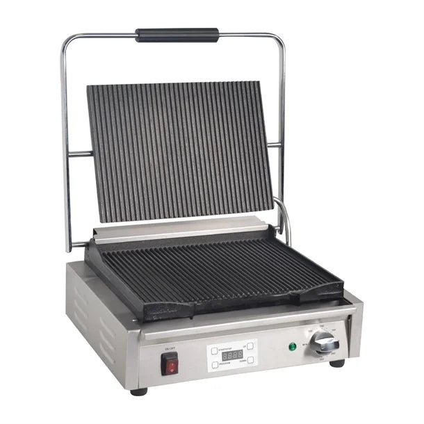 Apuro FC380-A Large Contact Grill Ribbed Plates with Timer