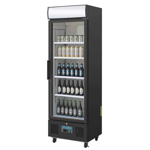 Polar G-Series Black Upright Single Door Display Fridge 368Ltr GH427-A