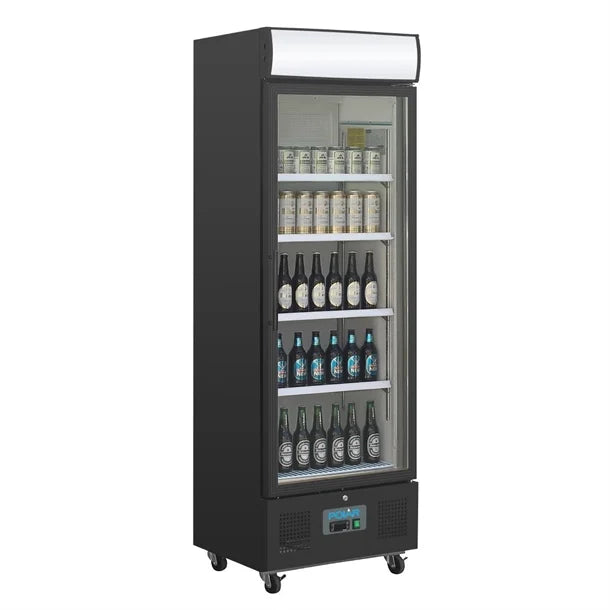 Polar G-Series Black Upright Single Door Display Fridge 368Ltr GH427-A