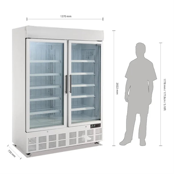 Polar GH507-A G-Series 2 Door Upright Display Freezer 920Ltr