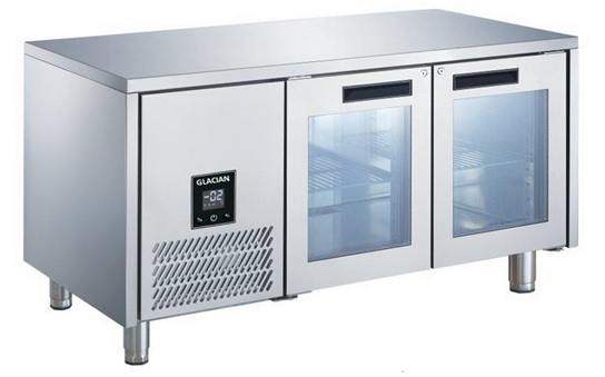 Glacian BCG71815 2 Glass Door Underbench Fridge 760mm Deep